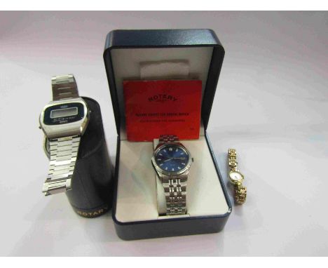 A Seiko gent's wristwatch, Rotary digital watch and a lady's wristwatch