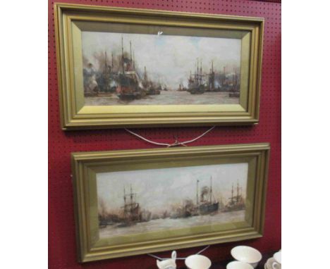 A pair of framed and glazed prints after Charles Edward Dixon (1872-1934): "The Lower Pool" and "Above Greenwich" 