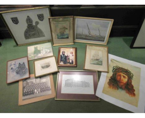 Two boxes of mixed pictures and prints