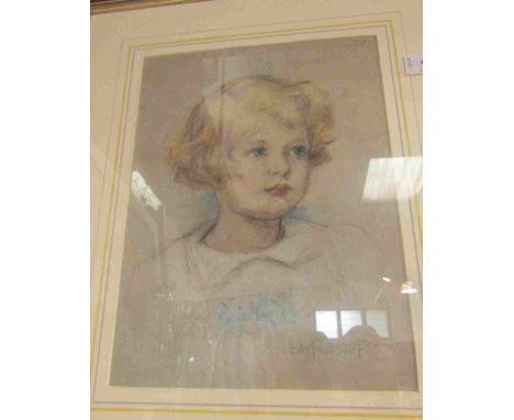 E.M. JESSOP: An early 20th Century pastel portrait of a young child, framed and glazed, 31cm x 24cm