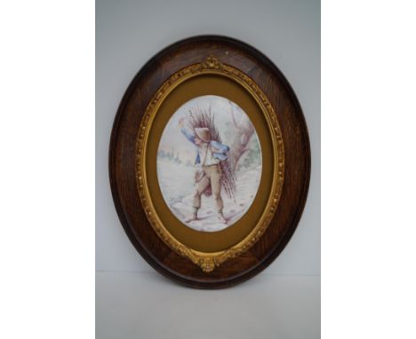 Framed Lucien Boullemier Ceramic plaque in guilt wood frame. Diameter of plaque only 27 cm by 21 cm. Diameter with frame 50 c