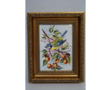 Royal Worcester hamd painted wall plaque in gilt frame, by Bryan Cox, with C.O.A, plaque size 17cm x 11.5cm 
