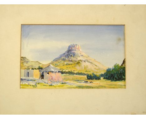 F M R,, "Modderpoort Mission Station", watercolour, initialled lower left, 15 x 24cm, mounted but unframed