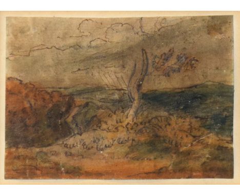 Old Master School (18th century), Landscape with tree, pen, ink and watercolour, 7 x 10cm