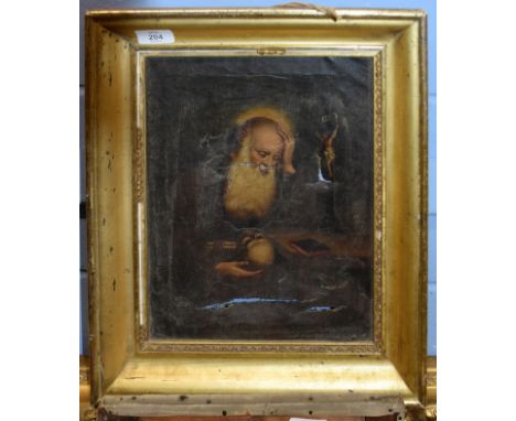 After The Old Master, Friar meditating on a skull, depicting Saint Seraphin of Montegranaro, oil on canvas, 31 x 24cm (a/f)