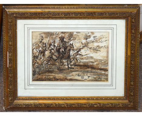 Old Master School, Soldiers, pen, ink and wash, 12 x 18cm