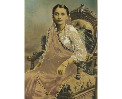 Of Anglo-Indian interest, a large framed photograph of Bombay, a portrait of Mrs Kinelly, a pencil drawing,  another relating