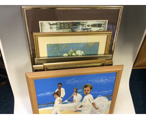 BERNARD G. PRESTON - a quantity of framed oil on canvas paintings depicting various subjects, an L.S Lowry print and a mirror