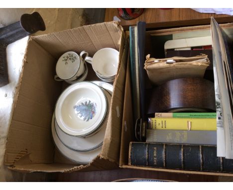 A box of slide rules, wooden mantel clock, tru-vue slides and viewer, a special edition you in remembrance of the Windsor’s a