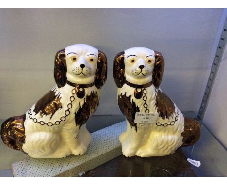 Twin Ceramic, gold painted Staffordshire dogs