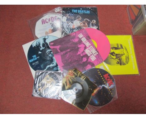 Picture Discs- A good collection of nine 12", 10", and 7" limited edition discs by AC/DC, The Beatles and The Rolling Stones-