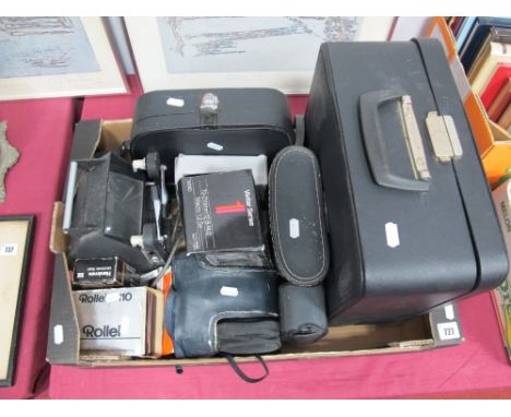 Rollei A110 Camera, Zeiss Ikon projector, Minolta 7000 N 35mm SLR camera, Hanimex 8x40 binoculars, etc:- One Box