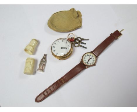 An 18ct Gold Cased Fob Watch, the white dial with black Roman numerals, the movement signed "JW Benson 62 & 64 Ludgate Hill L