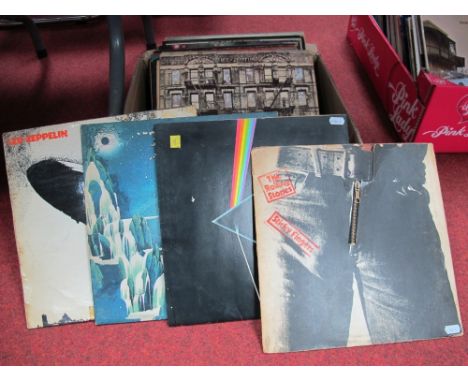 Rock Lp's- A Collection of Lp's, to include Pink Floyd 'Dark Side of The Moon' clear triangle 'Gramophone' text, with posters