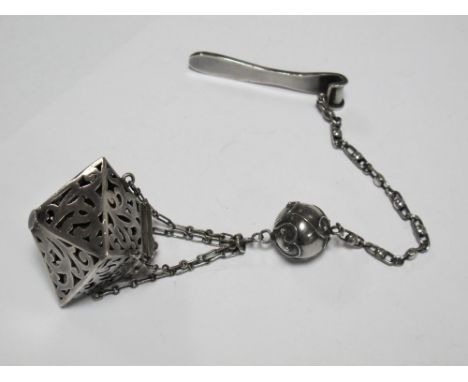 A XIX Century Pomander, on ball and chain suspension with waist/belt clip.