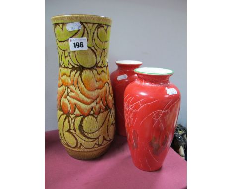 Poole Pottery Aegian Vase, impressed and printed factory marks 30cms high, together with a further Poole baluster vase, decor