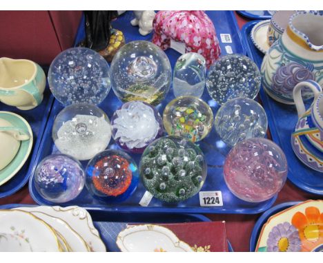 Paperweights - Caithness, flamingo, bubble inclusion, the tallest 11cm (12):- One Tray.