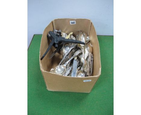 Walker-Hall Plated Kings Pattern Cutlery, corkscrew etc:- One Box.