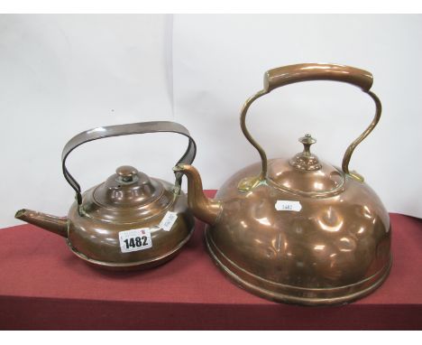 XIX Century Copper Kettle, together with one other copper kettle, with a folding handle, (2).