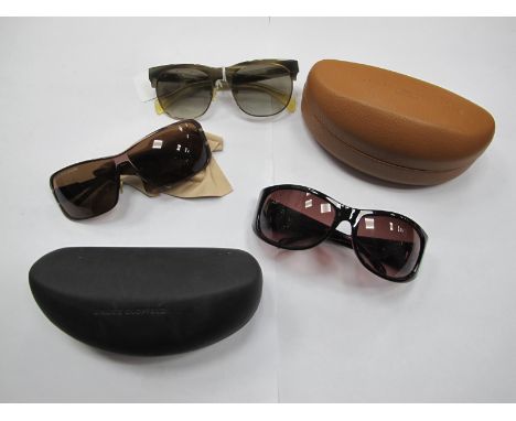 Three Pairs of Designer Sunglasses - Bruce Oldfield, Tommy Hilfiger (both cased and a pair of Jil Sander, worn condition. (3)