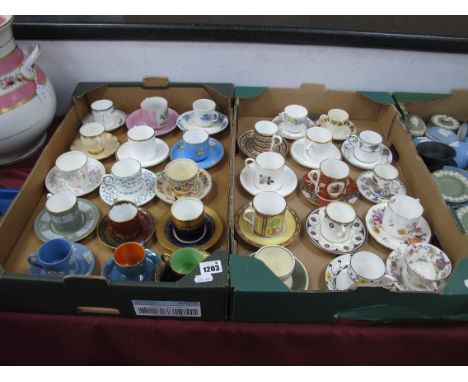 Large Collection of Coffee Cans and Tea Cups, all with matching saucer, to include jasper ware, Paragon, Royal Worcester, Min