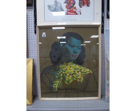 After Vladiumir Tretchikoff, Chinese Girl, colour print, image, framed 59.5 x 49.5cm