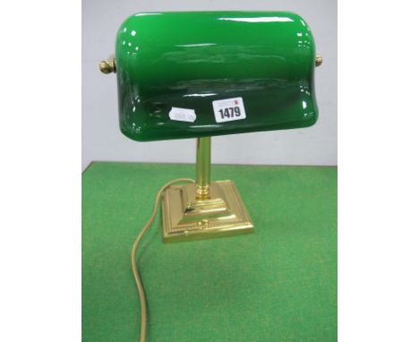 Bankers Desk Lamp, with green shade, 32.5cm high.