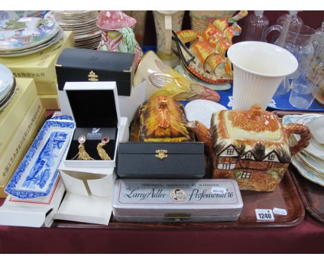 Swarovski Clip On Earrings and two jewellery boxes, a Chromatic harmonica by M. Hohner in original fitted case, with various 