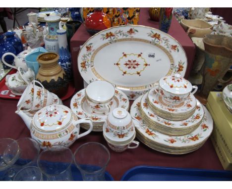 Royal Worcester Chamberlain Part Tea and Dinner Service, comprising of serving plates, tea pot, tea cups, saucers, dinner pla