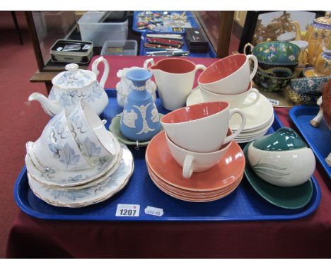 Poole Pottery, to include cups, saucers, plates and jug, Royal Albert 'Silver Maple' part tea set, including teapot, two piec