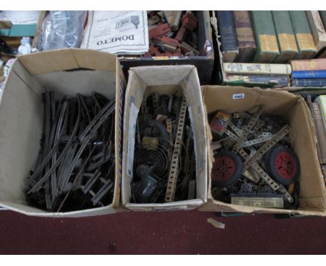 Demeto, Meccano, Hornby, model railway track, etc:- Four Boxes.