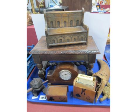 XIX Century Oak Stool, jewel box as a bench, clock, etc:- One Tray.