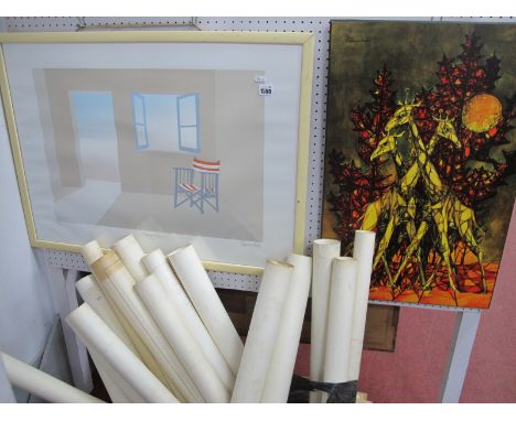 Quentin King Limited Edition Print 114/225 Entitled 'Changing Room', 42 x 59cm, print of Giraffe and Boy signed G. Roland Smi