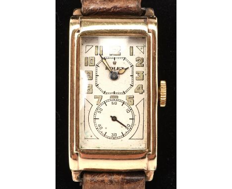 Rolex, a Gold cased Prince "Doctor's" wristwatch,the silvered dial with gilt and luminous Arabic numeral hour markers, surmou