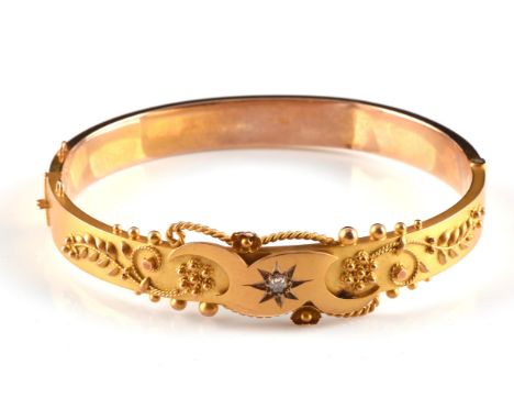Edwardian old cut diamond wirework bangle, with concealed clasp 60mm in diameter, hallmarked 1910 9 ct with antique box. Cond