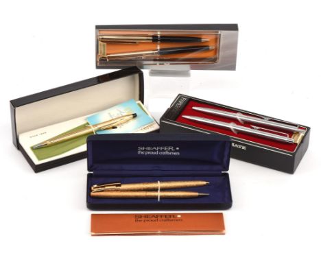 Vintage pens, including a boxed set of Lady Sheaffer retractable pencil and ballpoint pen, a Cross and papermate Power Point 