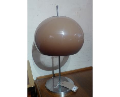 An Italian 1970's table lamp with opaque shade on chromed supports 