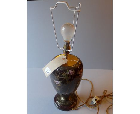 A possibly Doulton vase with gilded floral decoration converted into a table lamp