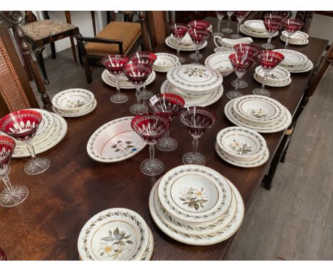 A Royal Worcester 'Bernina' eight place dinner service with floral decoration 