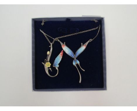 Two "Franz" enamel necklaces, of butterflies 