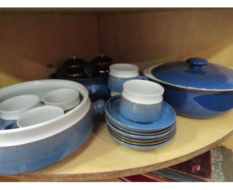 A selection of Denby pottery including Chatsworth tea cups and saucers 