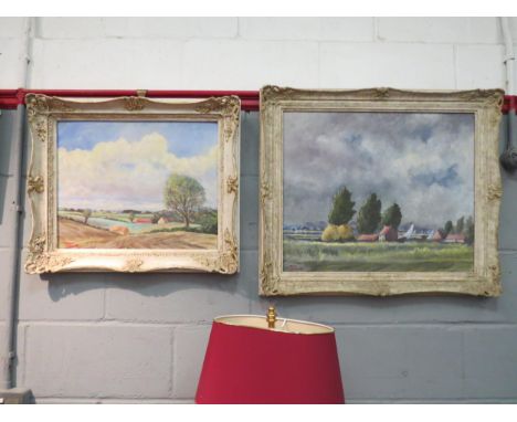 EDWARD CUSHION: Two oil paintings of Norfolk scenes, both signed bottom left, framed, 49cm x 60cm dated '62 and 39cm x 50cm d