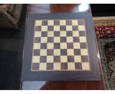 A chess board with exotic wood inlay 