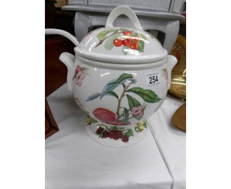 A Portmerion soup tureen with ladle, lid a/f.