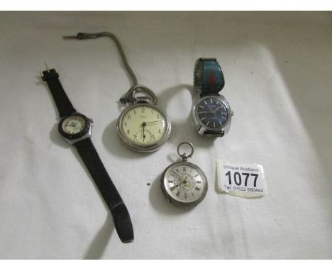 4 watches being Ladies fob watch marked 'Fine Silver, Tag Heuer, F Hinds and Westclox 'Pocket Ben' pocket watch.