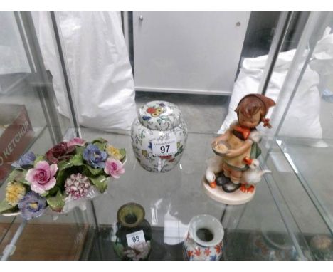 A Mason's Ginger Jar, A Goebel figurine and an Aynsley posy.