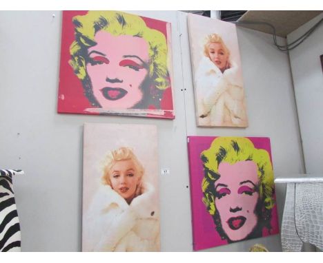 4 prints on canvas of Marilyn Monroe.