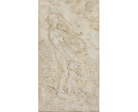 *Sophia Rosamond Praeger (Irish, 1867-1954) 'A WIND FROM THE EAST' Signed l.r., inscribed l.l., ceramic plaque 33 x 18cm *Art
