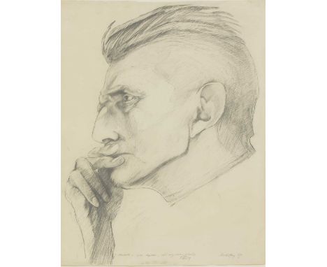 *Mario Dubsky (1939-1985) PORTRAIT OF SAMUEL BECKETT (1906-1989) Signed, dated '79 and inscribed 'S Beckett - for Stephen, wi