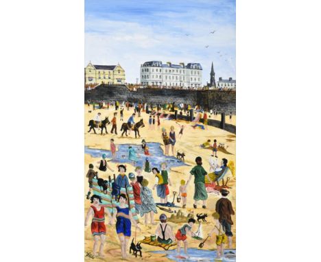 Allen Tortice (b.1948) ''The Beach'' Signed and inscribed verso, oil on canvas, 50cm by 29cm Artist's Resale Rights/Droit de 